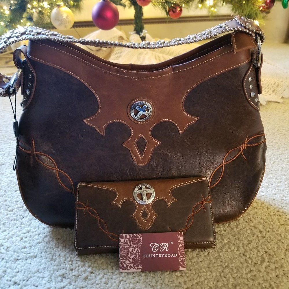 COUNTRY ROAD PURSE AND MATCHING WALLET, WESTERN